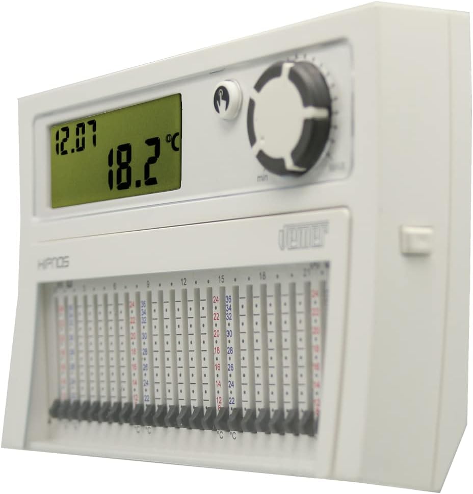 VEMER VE013900 HIPNOS Wandthermostat mit durch Steckreiter, Tagesprogrammierung, Batteriebetrieben,