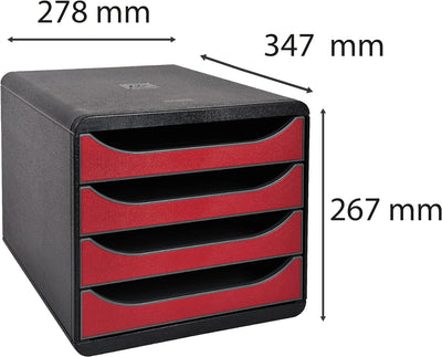 Exacompta 310718D Premium Ablagebox mit 4 Schubladen für DIN A4+ Dokumente. Belastbare Schubladenbox