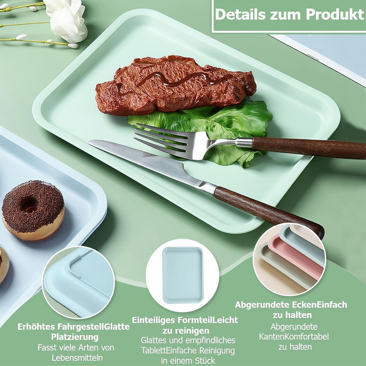 5 Stück Kunststofftablett, 36,5 x 26,5 cm Kunststoff Serviertabletts Klein, Küche Wiederverwendbar R