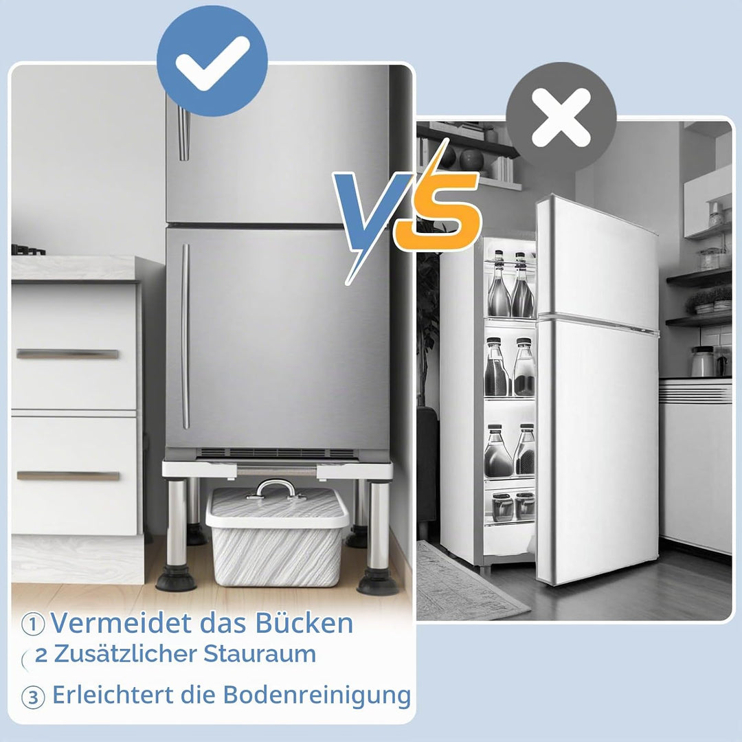 DEWEL Untergestell Kühlschrank Sockel Höhe 30-33cm Verstellbare 4 Stabile Saugnapf Füsse unterschran