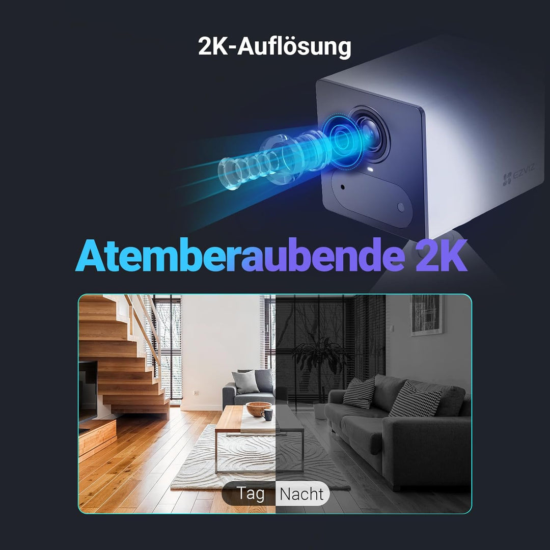 EZVIZ CB2 4G mit Power Partner 5200 mAh Akku, 4G LTE Überwachungskamera Innen, Large Standby, CB2 Ki