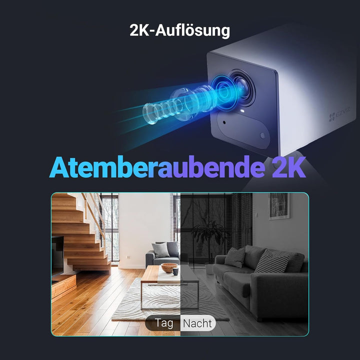 EZVIZ CB2 4G mit Power Partner 5200 mAh Akku, 4G LTE Überwachungskamera Innen, Large Standby, CB2 Ki
