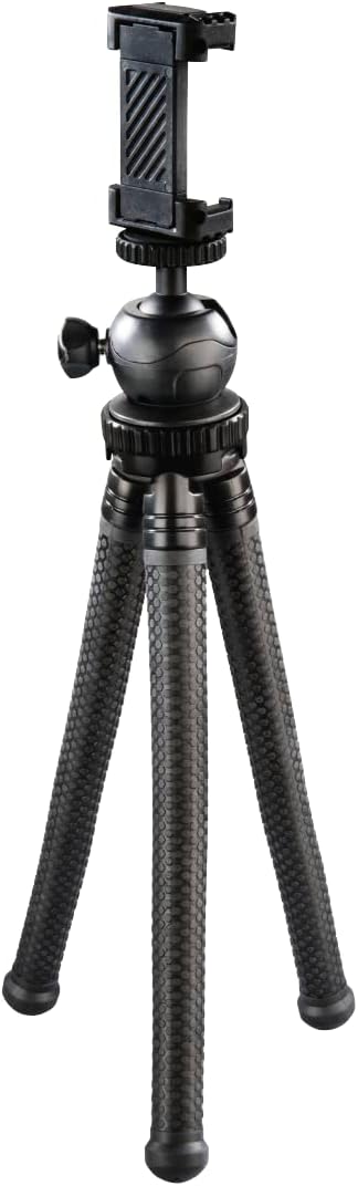 Hama Stativ Flexpro (für Smartphone, GoPro und Kameras, mit Gelenkfüssen, Höhe 27 cm) schwarz, Schwa