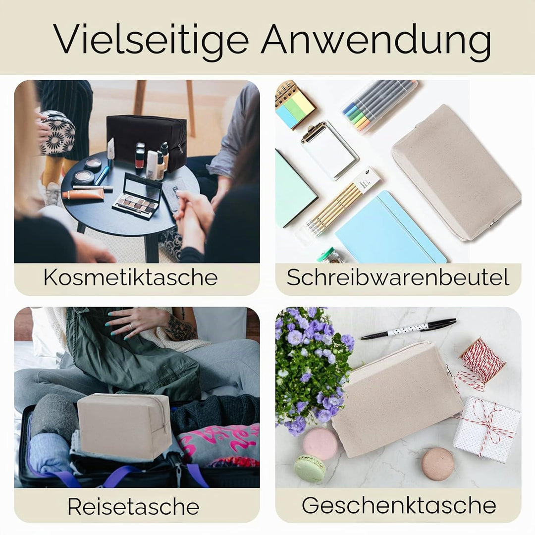 Aspire 6 Stück Canvas Kulturtasch Canvas Aufbewahrungstasche Reise Kulturbeutel mit Reissverschluss