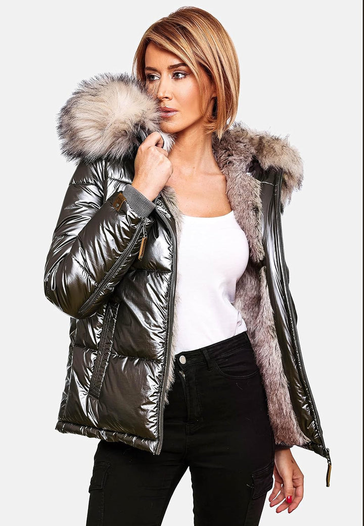 Navahoo Damen Winterjacke Steppjacke warm mit Kunstfellkapuze Tikunaa XS-XL XL Anthracite, XL Anthra