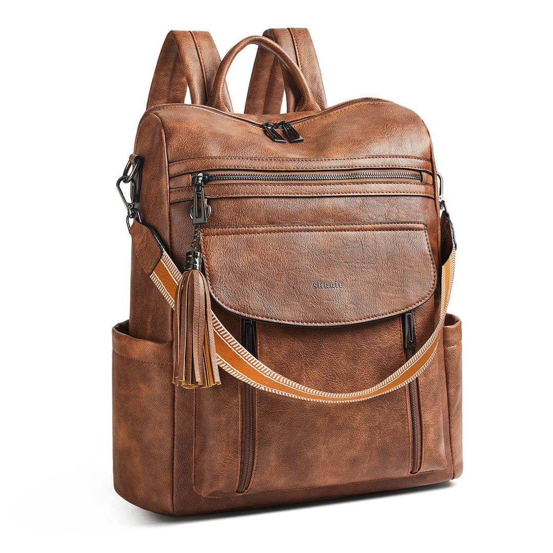 Shrrie Laptop-Rucksack für Damen, 15,6 Zoll Reise-Rucksack aus Leder, Handgepäck-Rucksack Computerta