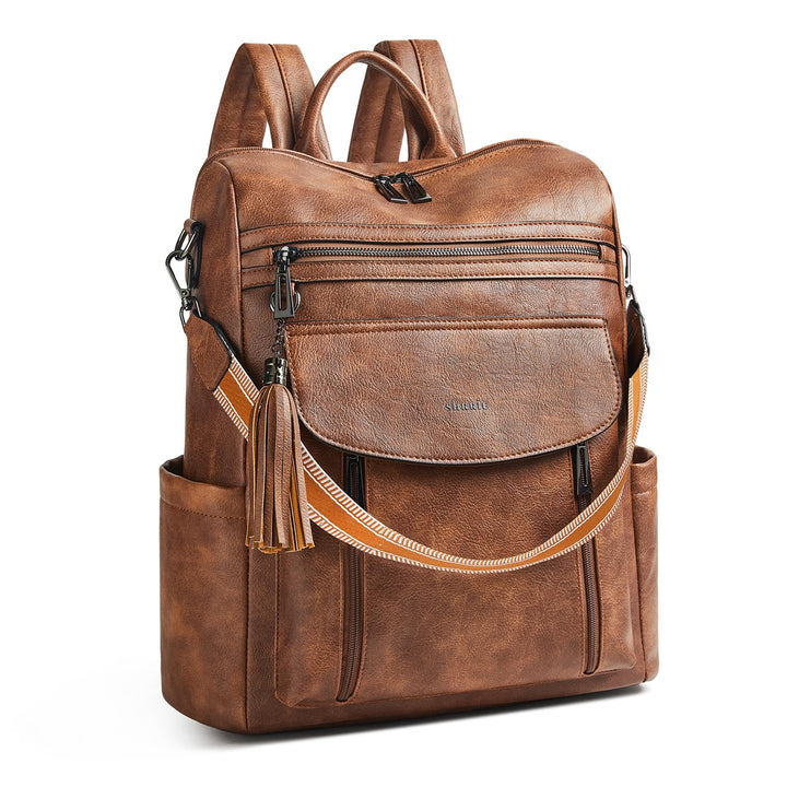 Shrrie Laptop-Rucksack für Damen, 15,6 Zoll Reise-Rucksack aus Leder, Handgepäck-Rucksack Computerta