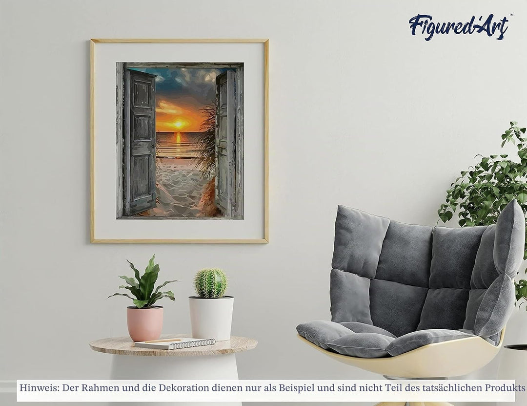 Figured'Art Malen Nach Zahlen Erwachsene Mit Rahmen Tor zum Meer - Paint by Numbers Basteln DIY Bast
