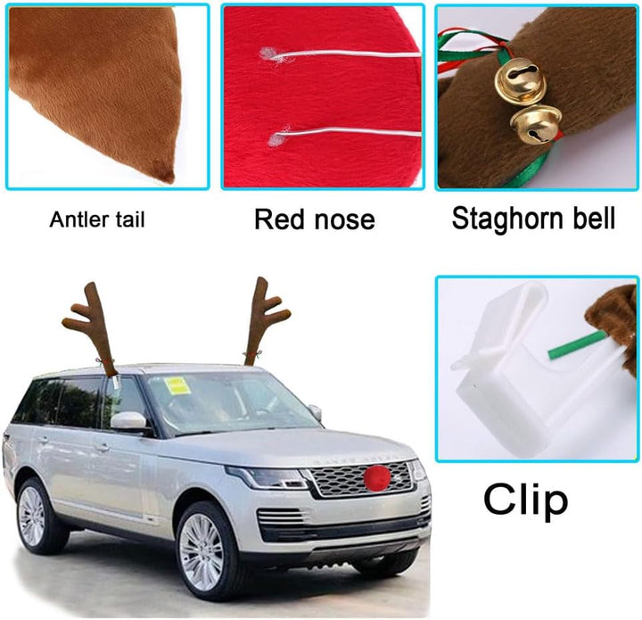 Weihnachtsauto Dekoration Plüsch Rudolf Rentier Geweih Rote Nase für Weihnachtsauto Dekoration, Lust