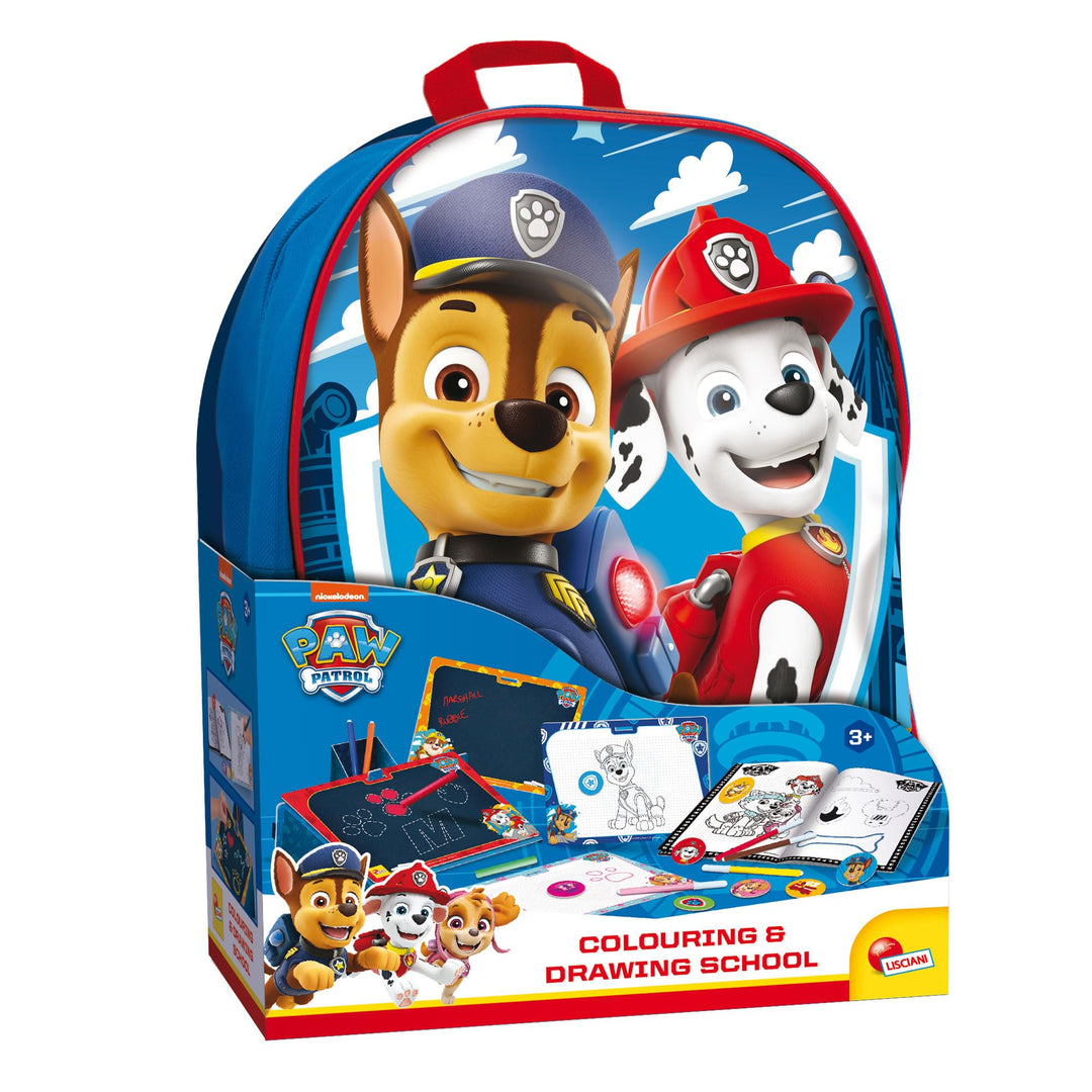 Liscianigiochi 103324 Cartoon Colouring & Drawing School IN A Backpack, Paw Patrol Slate-Rucksack, P