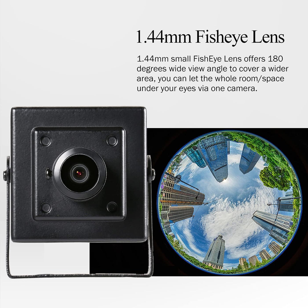 Revotech Mini Fisheye POE IP Kamera, HD 3MP Indoor Sicherheitskamera 1,44 mm Objektiv 180 Grad Weitw