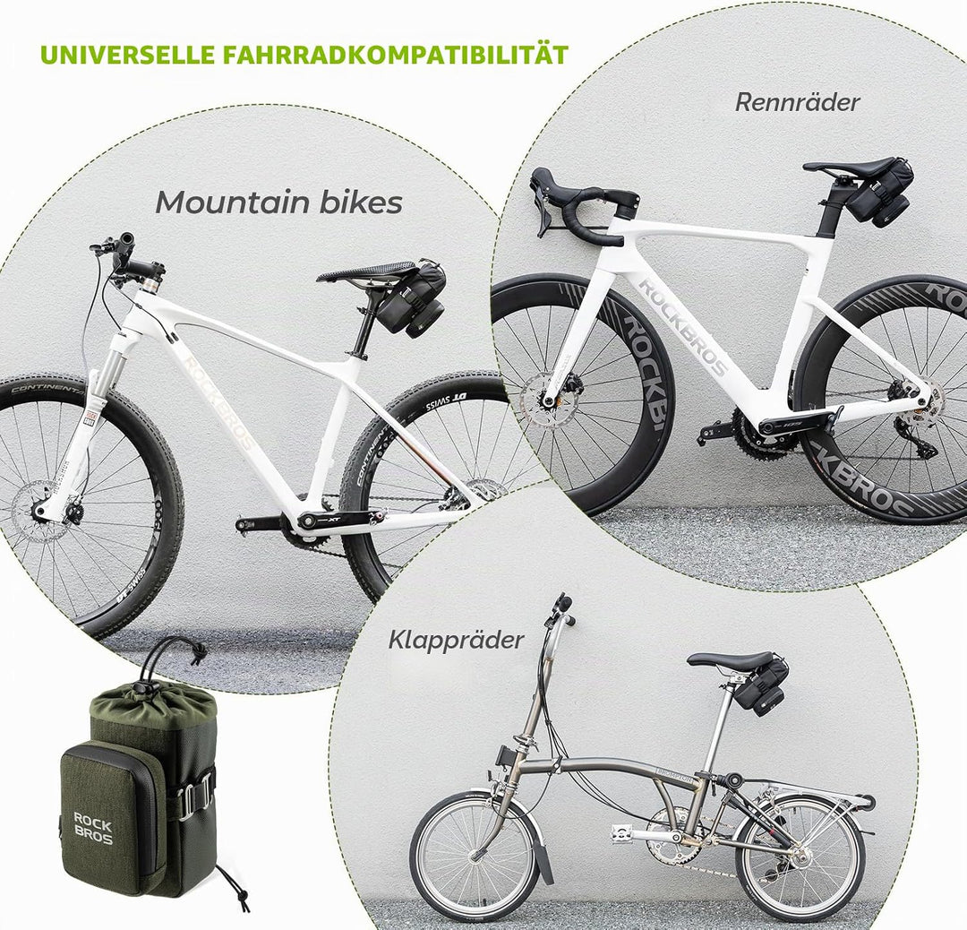 ROCKBROS Fahrrad Satteltasche mit Flaschenhalter und 0,3L Mini Tragbare Fahrradsatteltasche, Kompakt
