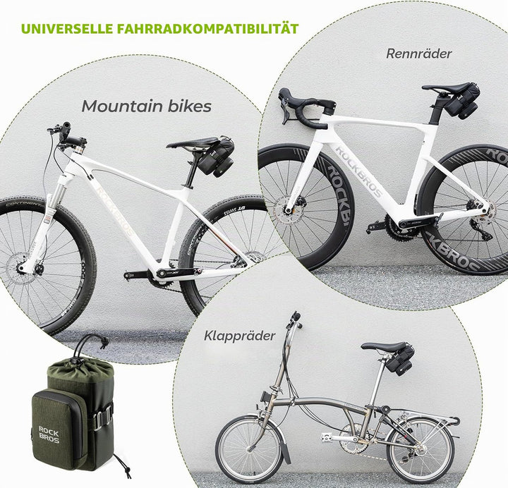 ROCKBROS Fahrrad Satteltasche mit Flaschenhalter und 0,3L Mini Tragbare Fahrradsatteltasche, Kompakt