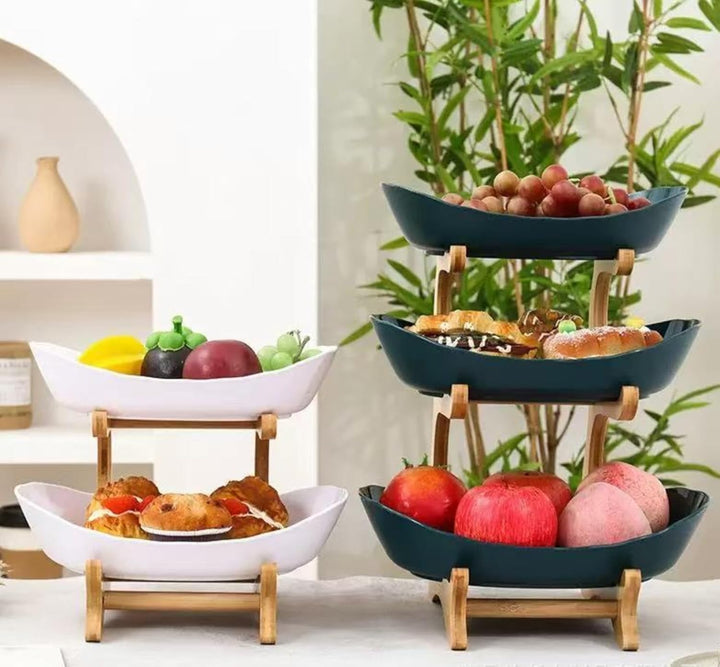 Obst Etagere Kunststoff Obstschale - Bruchsicher Kunststoffschalen mit 2 Etagen Kunststoff Obsttelle