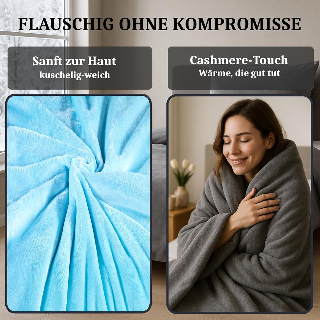 MALIKA Winter Plüsch Bettwäsche Nicky-Teddy Cashmere Coral Fleece 135x200 155x220 200, Grösse:155 x