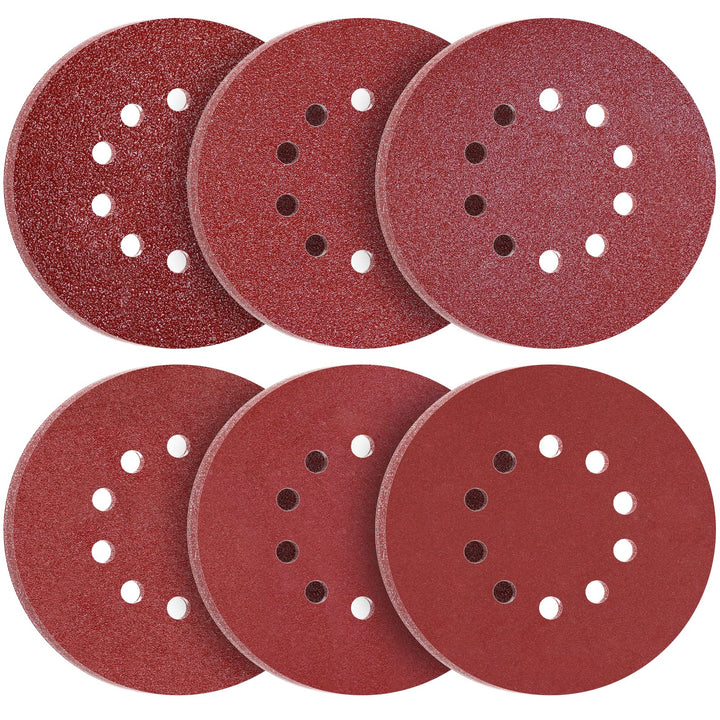 KONGMING 60 Stück Schleifscheiben 225mm Klett Körnung 40 60 80 120 240 320 Schleifpapier 225mm 10 Lo