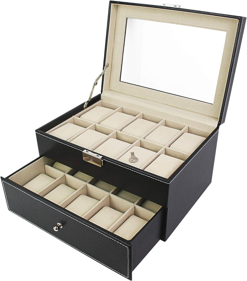Todeco - Uhrbox, Uhr und Armband Aufbewahrung - Material der Box: MDF - Kissenmaterial: Samt - 20 Uh