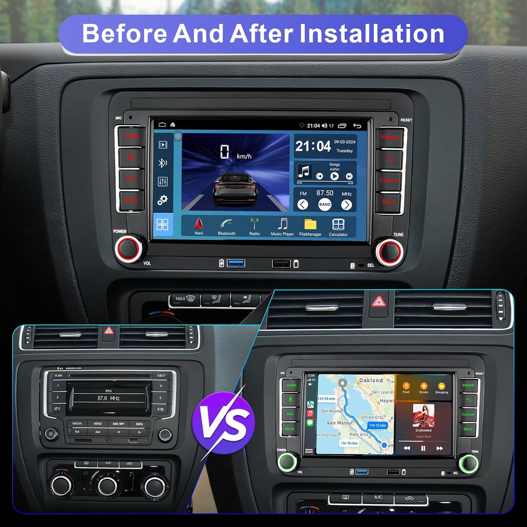 8 Core Autoradio mit Navi Bildschirm für VW T5 Golf 5 6 Polo Sharan Seat Passat Tiguan,7 Zoll Golf R