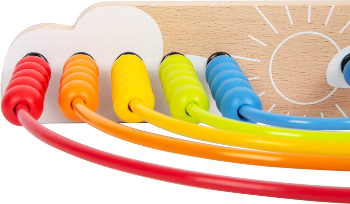 small foot Motorikschleife und Abakus, ab 12 Monaten, in Regenbogenfarben, mit 50 bunten Holzperlen,