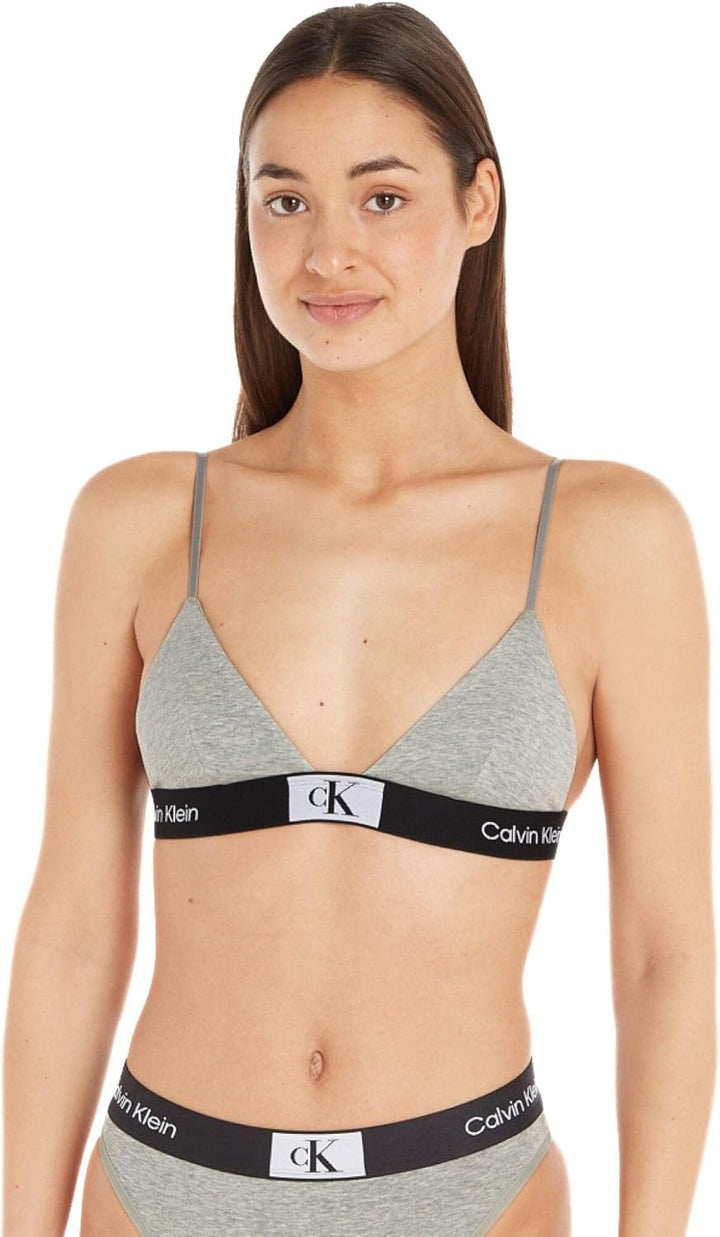 Calvin Klein Damen Bikini Oberteil Triangel Unlined Weiche Cups S Grau (Grey Heather), S Grau (Grey
