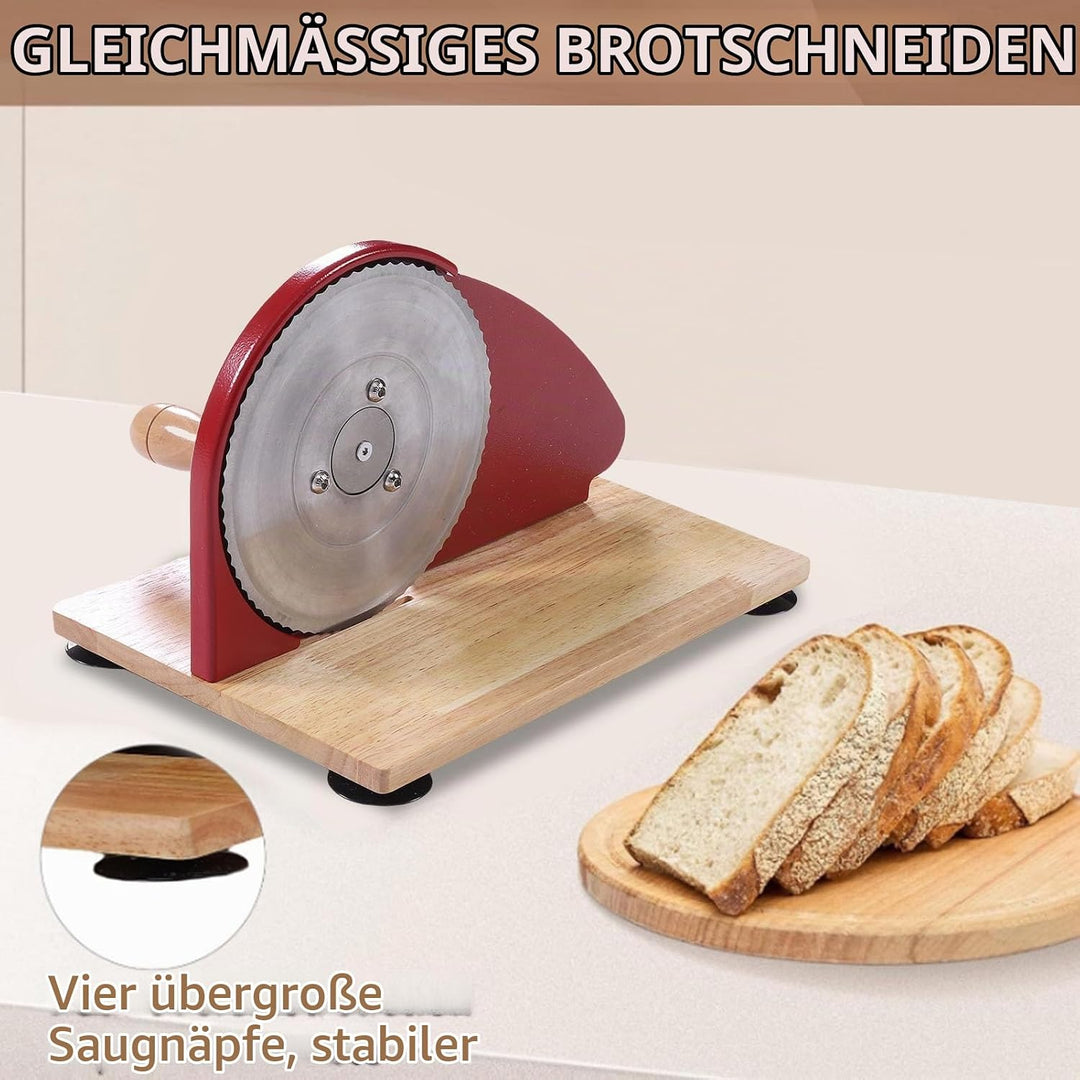 Handkurbel -Brotschneidemaschine, Hölzerne Basis -Design -Schnittblätter Einfach zu Bedienen Tragbar