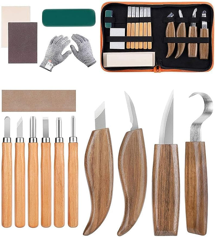 Holz-Schnitzwerkzeug Set, 15PCS Holz Schnitzmesser, Holz Schnitzen Set, Carving DIY Schnitzset mit S