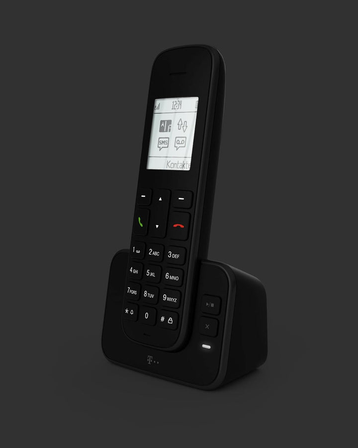 Telekom Sinus A207 Schnurlostelefon (mit Anrufbeantworter) schwarz & ANSMANN Telefon Akku AAA 800 mA