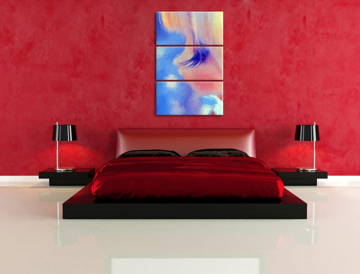 Pullip-Püppchen mit sehr langen Wimpern NewArt 3-Teiler Leinwandbild 120x80 Bild auf Leinwand, XXL r