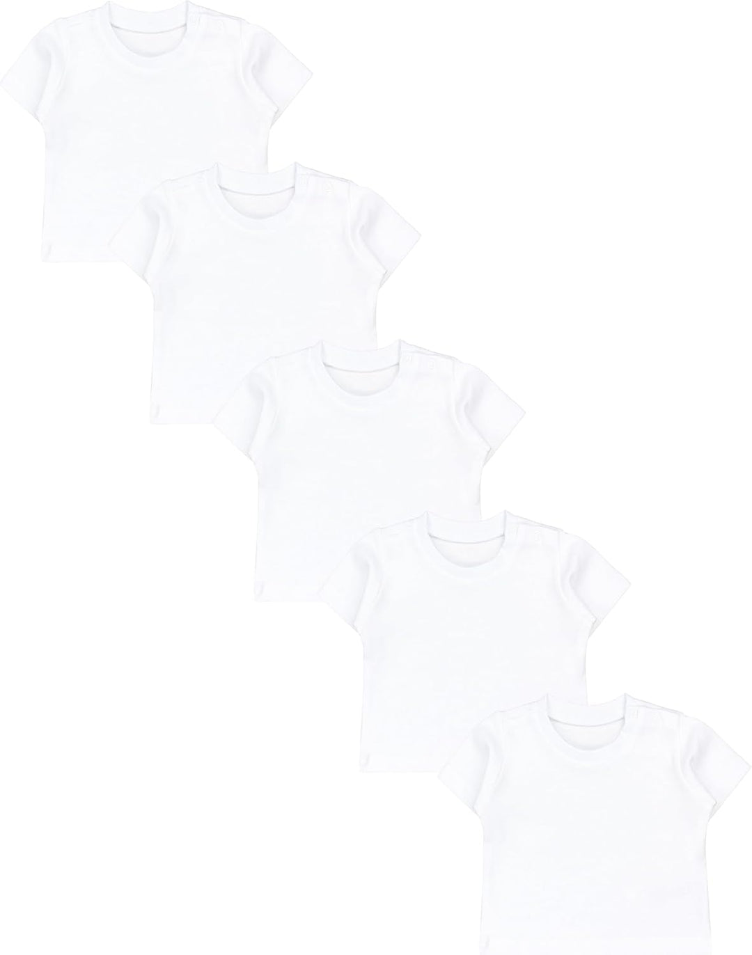 TupTam Baby Jungen Kurzarm T-Shirt mit Aufdruck Unifarben Sterne Streifen 5er Set, 56 Wei&#xDF;