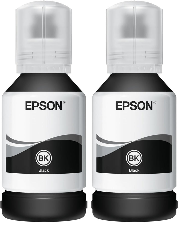Epson EcoTank 111 Original Tintenflasche, Schwarz, Pigmenttinte (Packung mit 2) schwarz Flasche (Pac