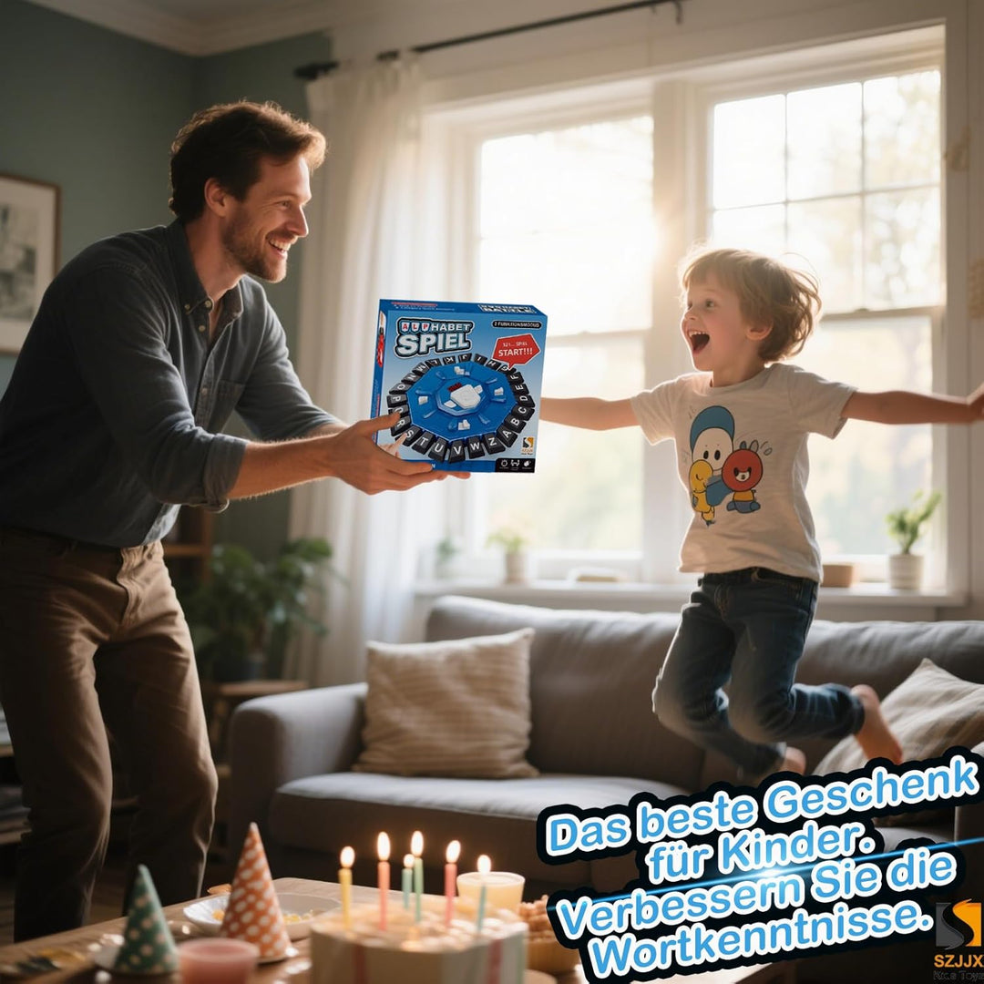 Wortspiel, Brettspiele für Kinder und Erwachsene mit 2 Modi, 24 Tasten Buchstaben Drücken Familiensp