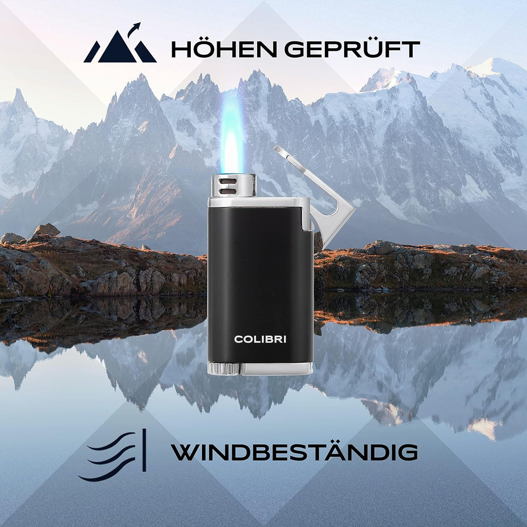 Colibri Belmont Sturmfeuerzeug - Windbeständig - Grosse Einstellrad - Jet Feuerzeug Mit Einzel Jetfl