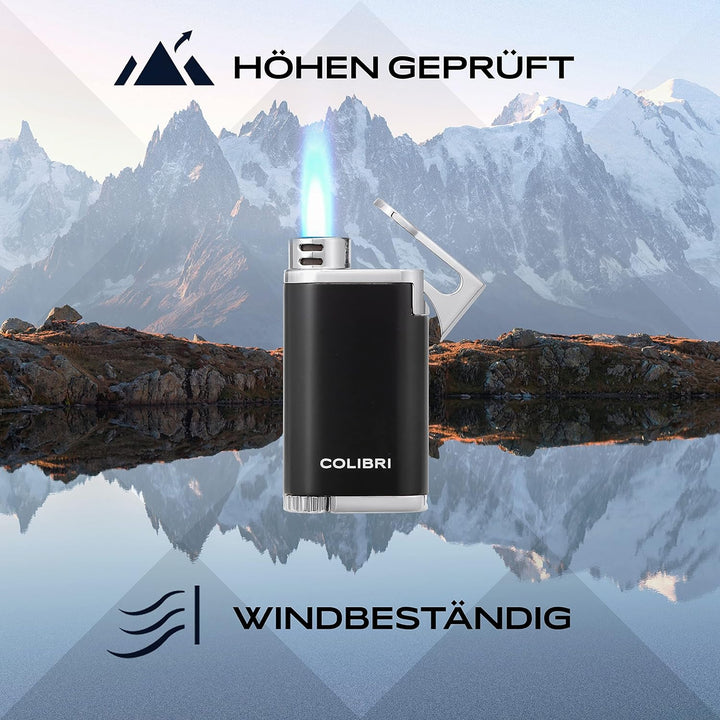 Colibri Belmont Sturmfeuerzeug - Windbeständig - Grosse Einstellrad - Jet Feuerzeug Mit Einzel Jetfl