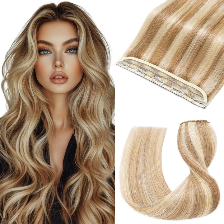 UK-Fashion-Shop Extensions Echthaar Clip in Blond 45cm Clip in Extensions Echtahhar 1 Tresse Invisib