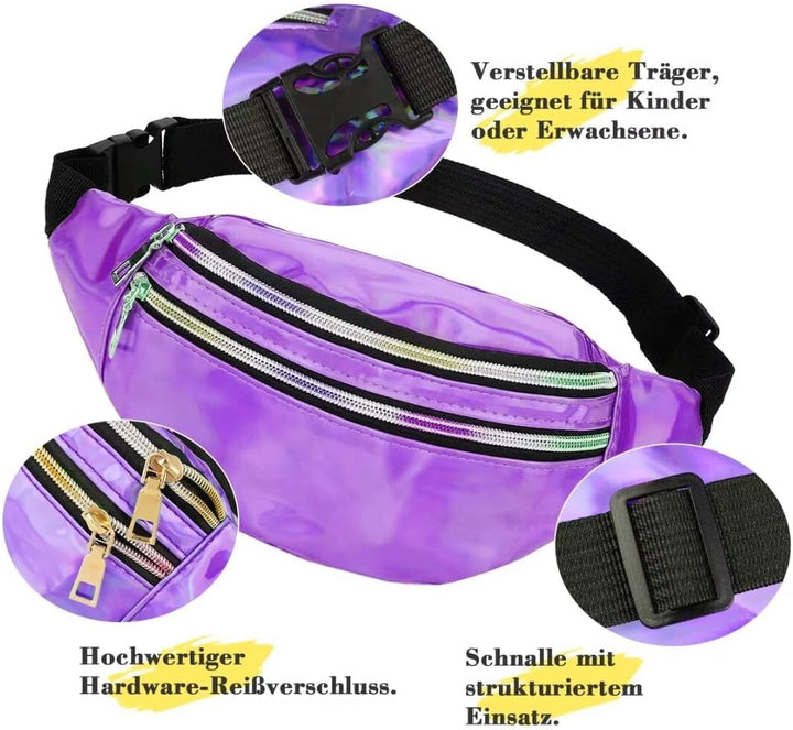 WILDPARTY 80er Jahre Outfit Damen Set, T-Shirt, Tutu, Gürteltasche, Stirnband, Ohrring, Halskette, N