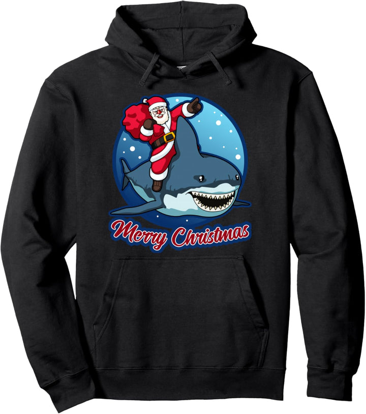 Weihnachten, Weihnachtsmann auf einem Hai, Männer, Frauen, Kinder, Weihnachten. Pullover Hoodie