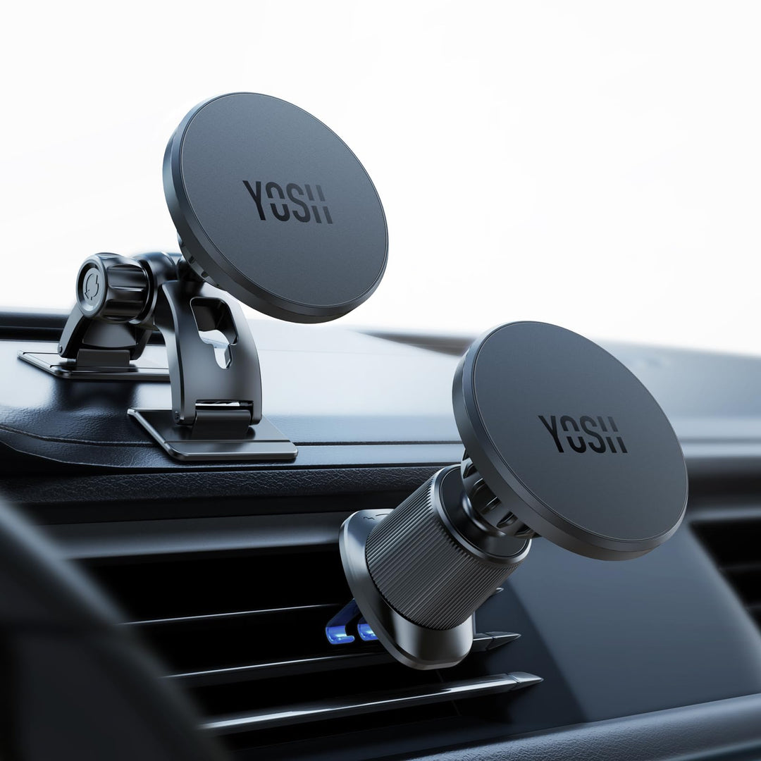 YOSH für MagSafe Autohalterung, 2 in 1 Handyhalterung Auto [Metall-Doppelhaken & 3M-Basis] für Dashb