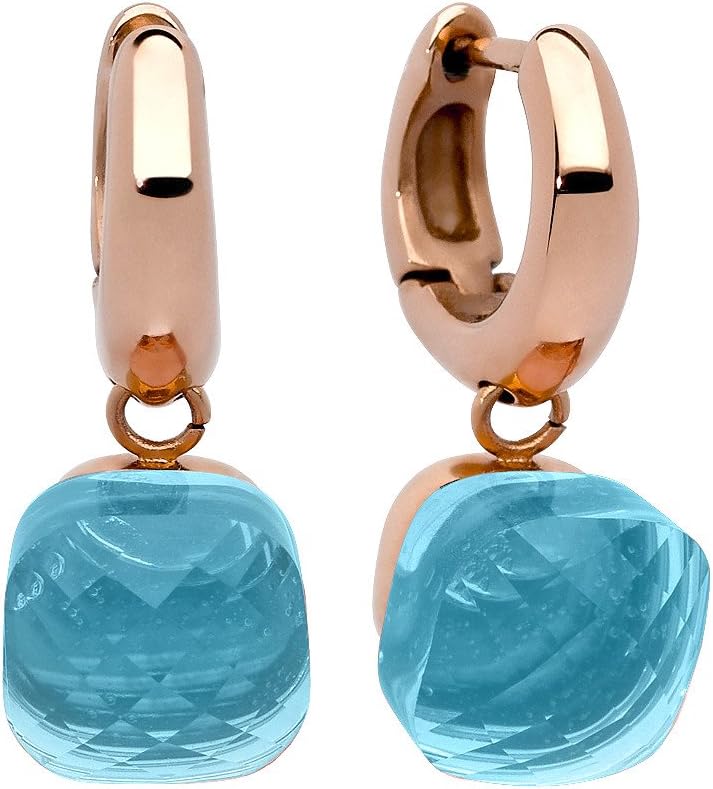 Qudo Firenze Creolen rosegold Edelstahl beschichtet (aqua), Aqua