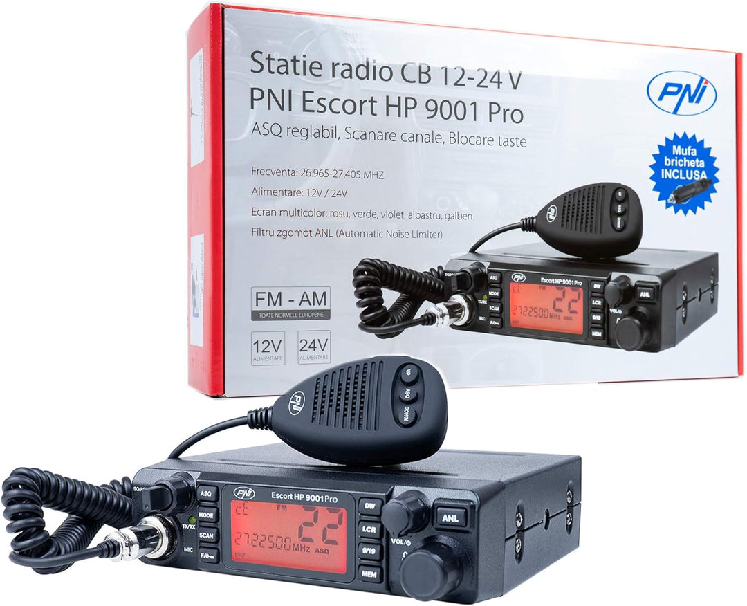 PNI Radio CB Escort HP 9001 PRO ASQ 12/24 + Antenne CB Extra 45 mit Magnet PNI Extra 45 Antenne, PNI