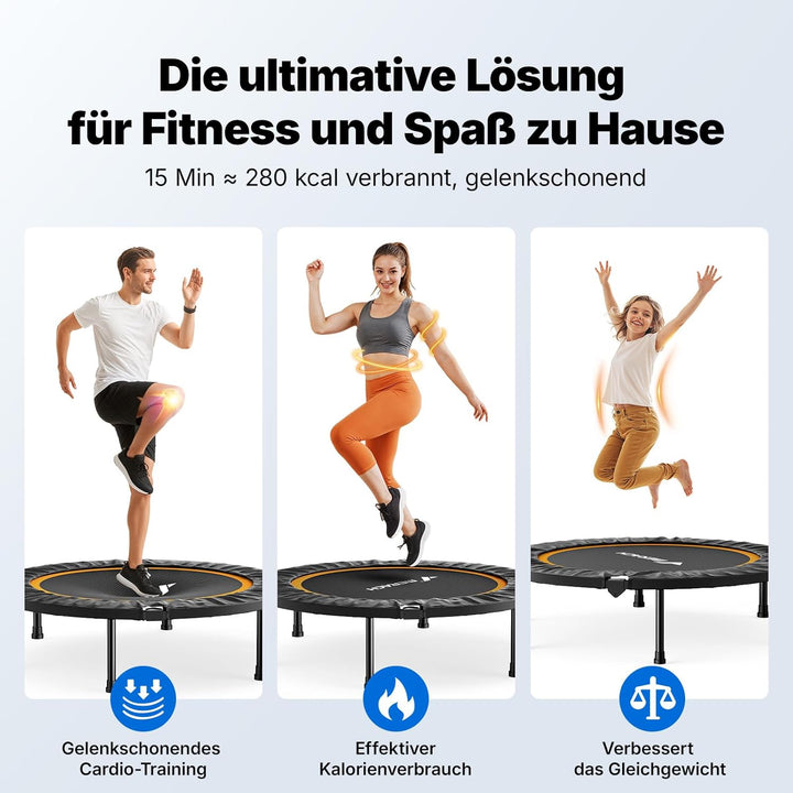 MERACH Mini Trampolin - 102cm/122cm Fitness Trampolin Faltbar, Maximale Belastung 150 KG, Trampoline