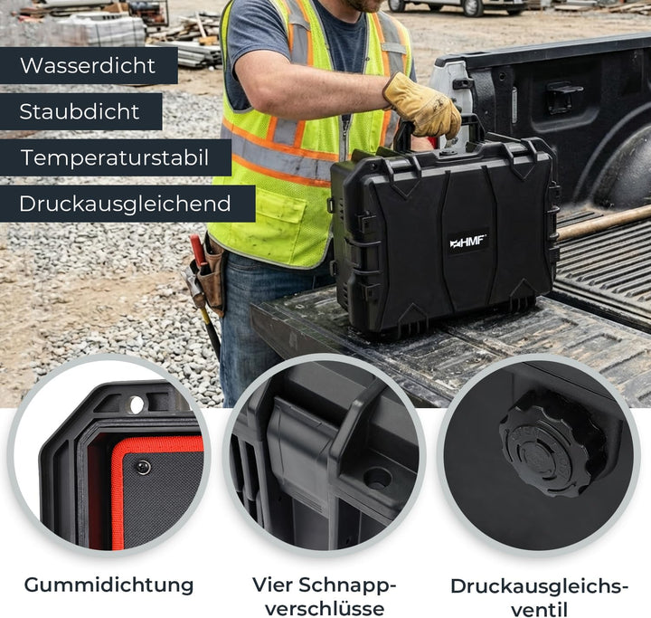 HMF 15603-02 Outdoor Werkzeugkoffer leer, Werkzeugkasten gross | 46,5 x 36 x 20,5 cm, Koffer