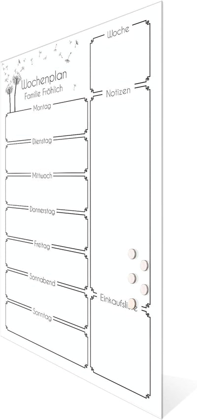 BANJADO Kalender beschreibbar aus Glas | Familienkalender 60cm x 40cm gross | Planer abwischbar mit