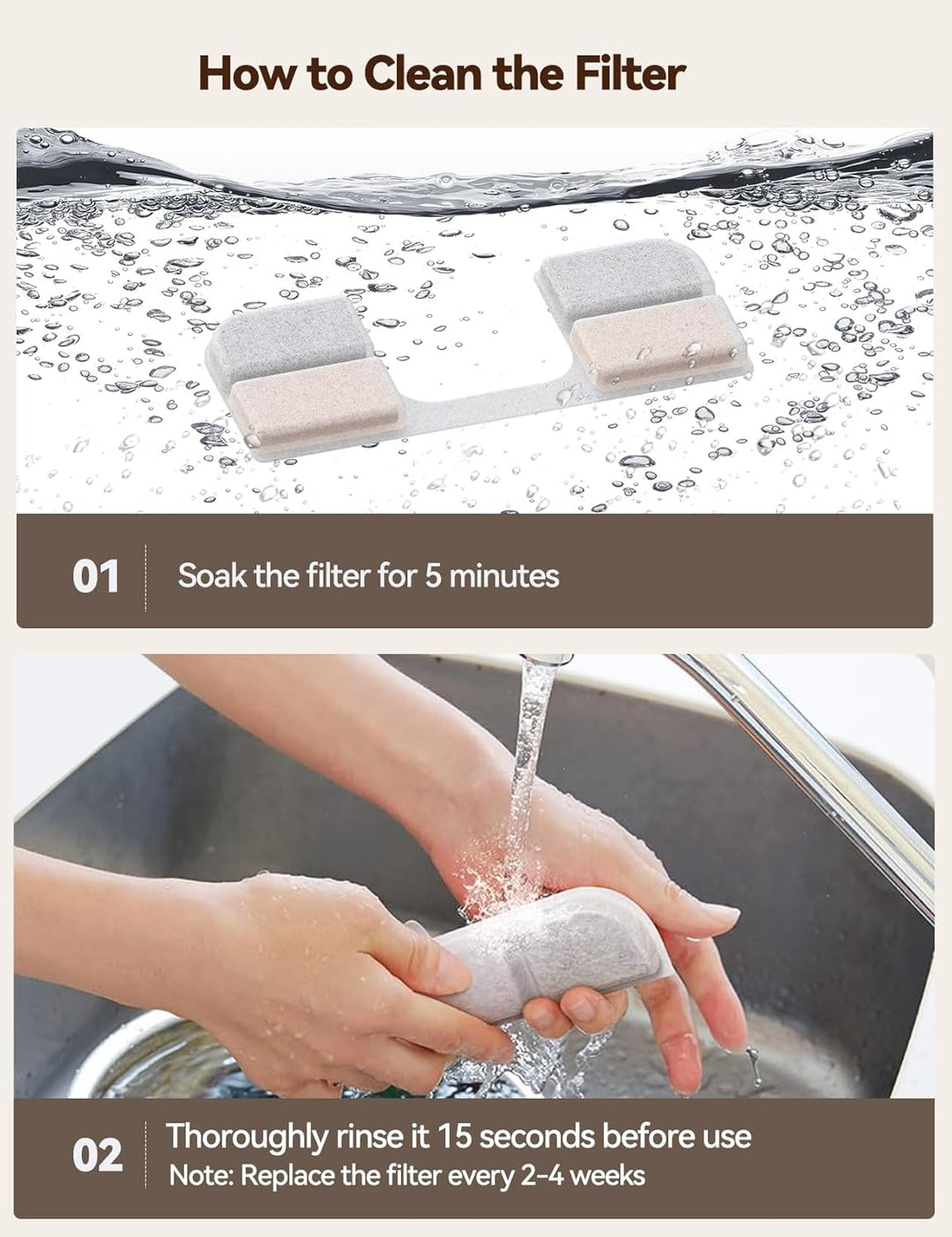6 Pack Filter für Katzentrinkbrunnen & 6 Pack Schwämme Filterersatz, Katzentrinkbrunnenfilter für 3.