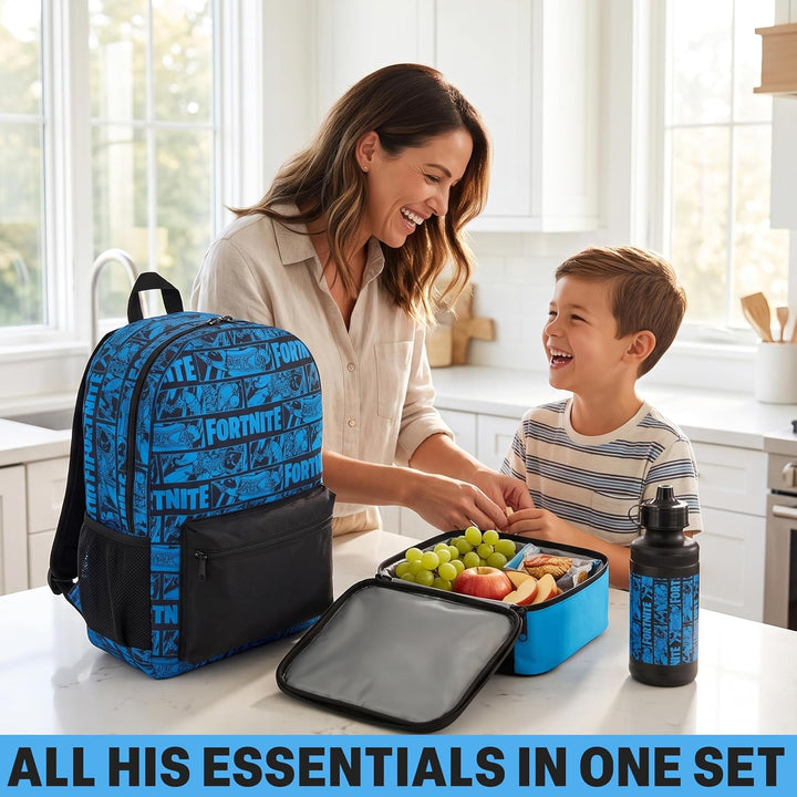 Get Trend Fortnite Rucksack Kinder 6er Set, Grosser Kinderrucksack 46cm mit Federmäppchen, Isolierte