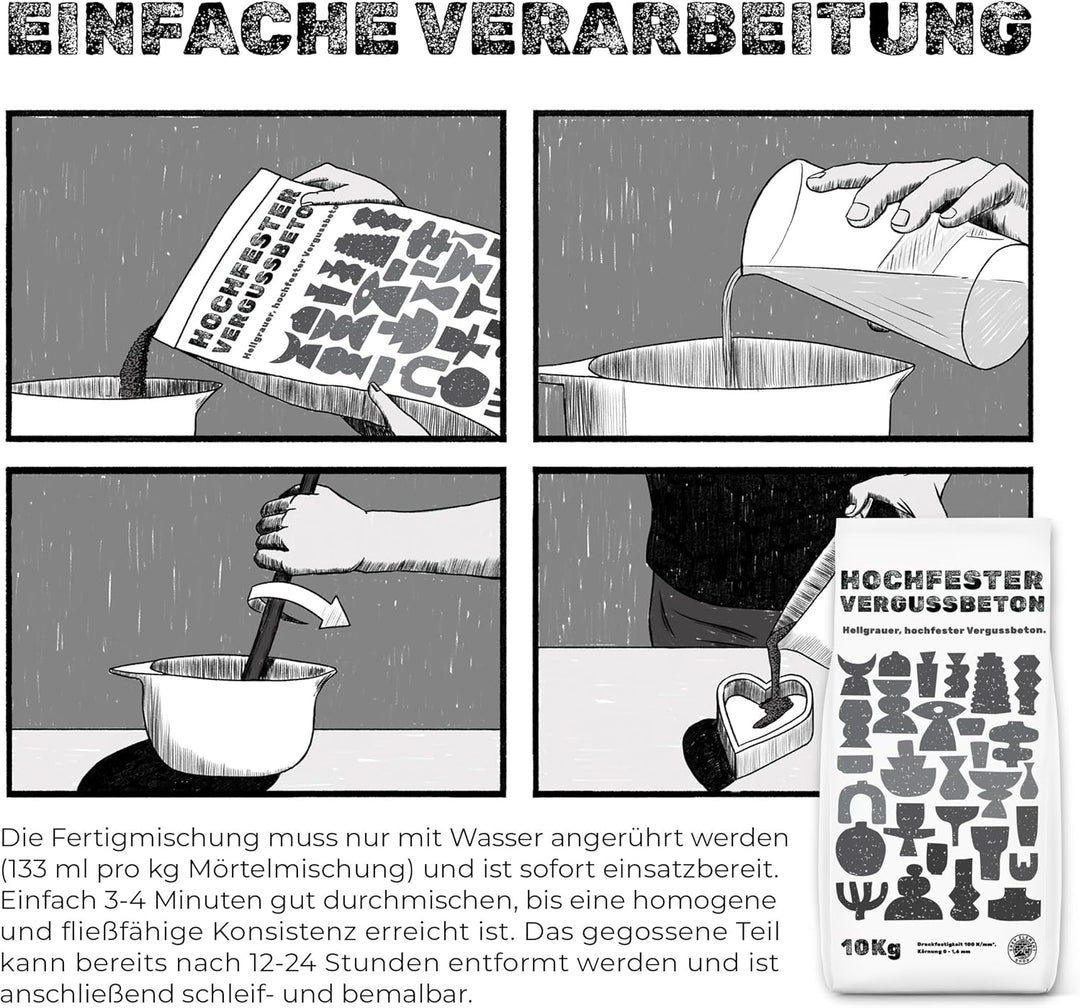 Grey Element Bastelbeton zum Giessen 10 kg einfach zu verarbeiten und schnelle Aushärtung - Hochfest