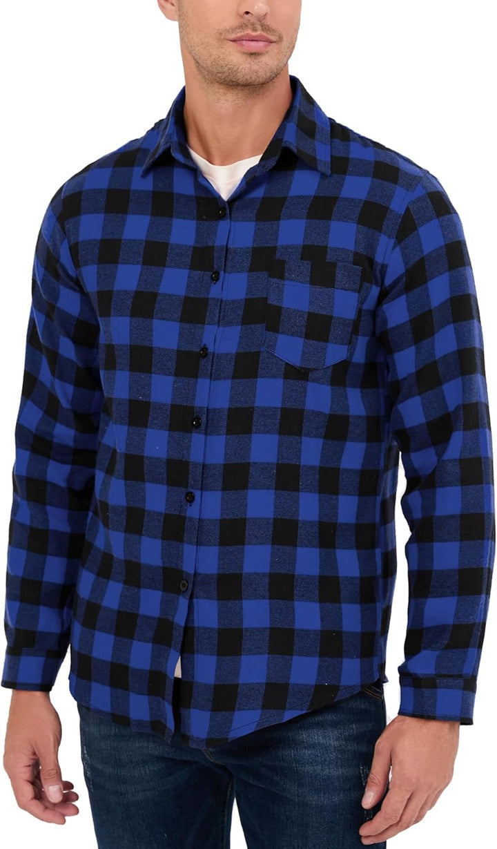 Yukiuiny Herren Holzfällerhemd 100% Baumwolle Langarm Kariertes Hemd Casual Button Down Flanell Frei