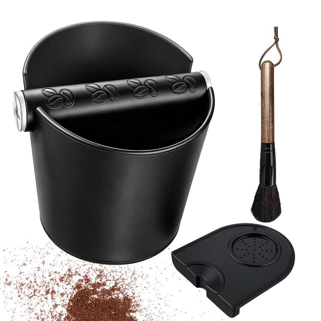 Abklopfbehälter für Siebträger Espresso, ABS Kaffeesatz Knock Box mit Abnehmbarer Edelstahl-Abklopfs