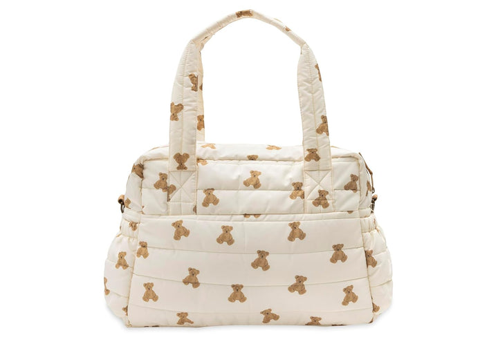 Jollein Wickeltasche Mini Teddy Bear – Stylische Wickeltasche mit Bärchen-Print – Wasserabweisend &