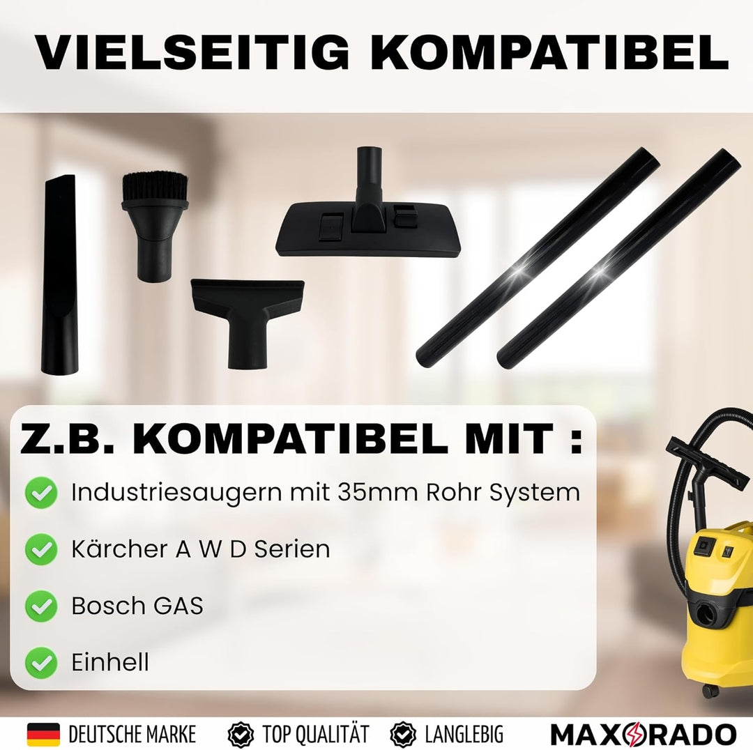 Rohr Düse Aufsatz 6-tlg Ersatzteile Set 35mm passend für Kärcher A K WD2 WD3 WD4 WD5 WD6 Verlängerun