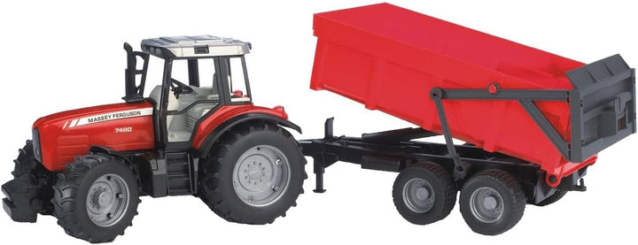 bruder 02045 - Massey Ferguson 7480 mit Wannenkippanhänger - 1:16 Traktor Trecker Schlepper Kippanhä